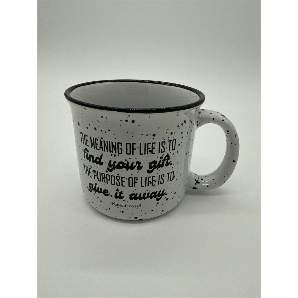 Speckled Coffee Mug‎ Pablo Picasso Quote Black & White